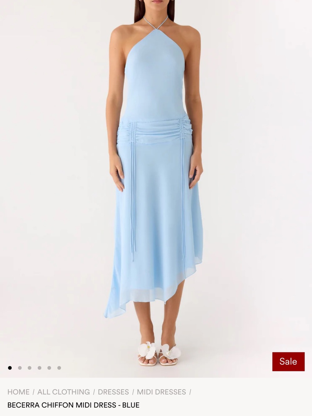 Peppermayo Sky Blue Chiffon Midi Dress